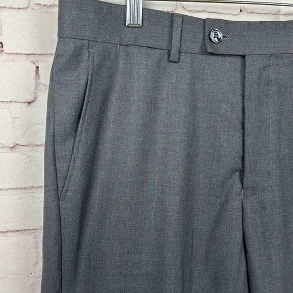 Berragamo Dress Pants Mens 32R Collezione D' Italia Flat Front Work Office Gray - Picture 3 of 9